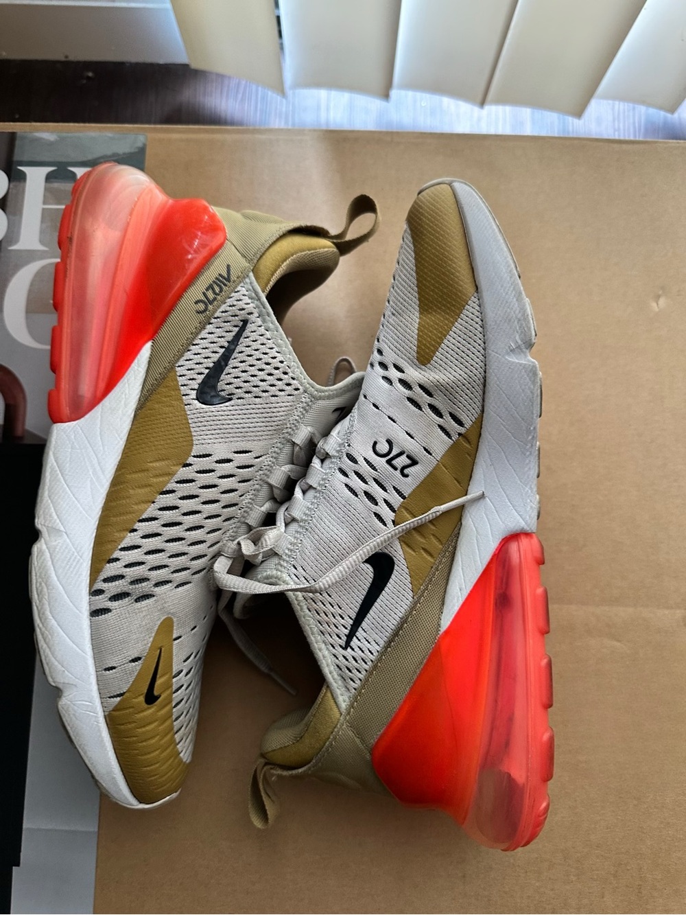 Nike Air Max 270 Athletic Sneakers - Beige, Olive & Bright Pink